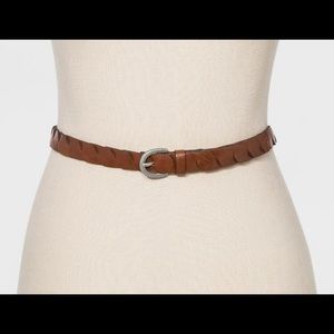 Braided faux leather skinny BELT Brown